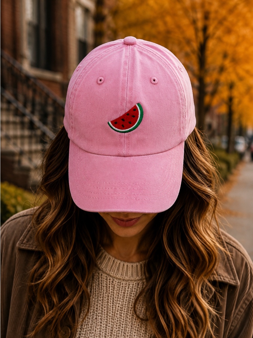 FREE 25$+Purchase (pink) Watermelon Embroidered hat